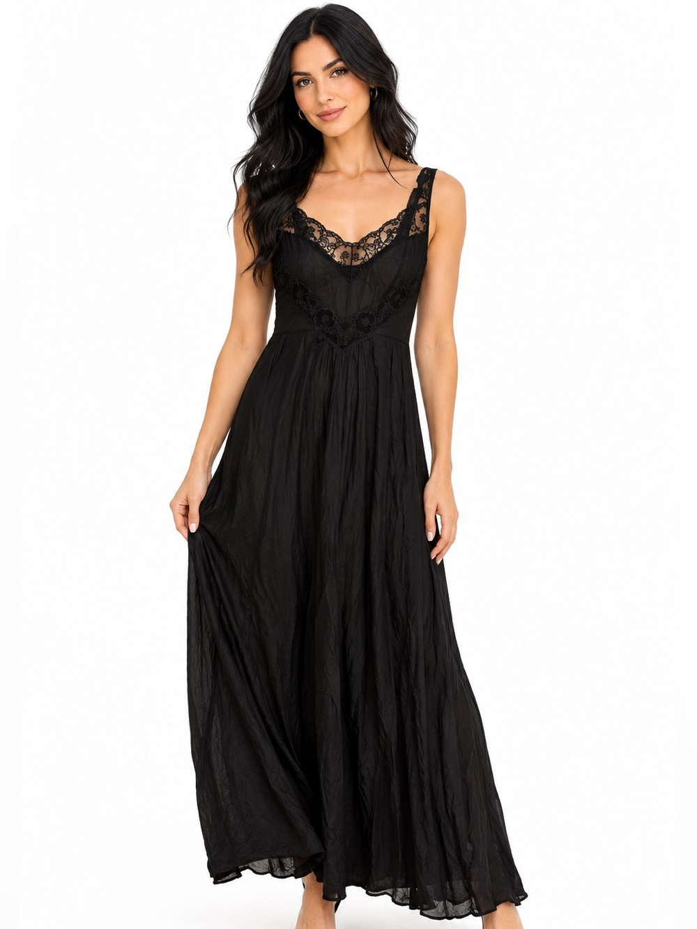 Vintage JCPenney Black Lace Trim Chemise romantic lace